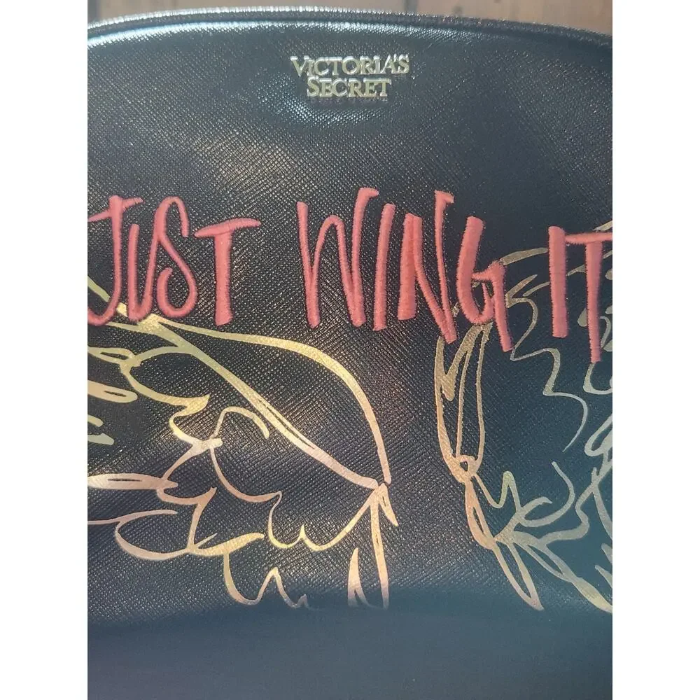 Victoria's Secret Just Wing It Black Cosmetic Travel Bag